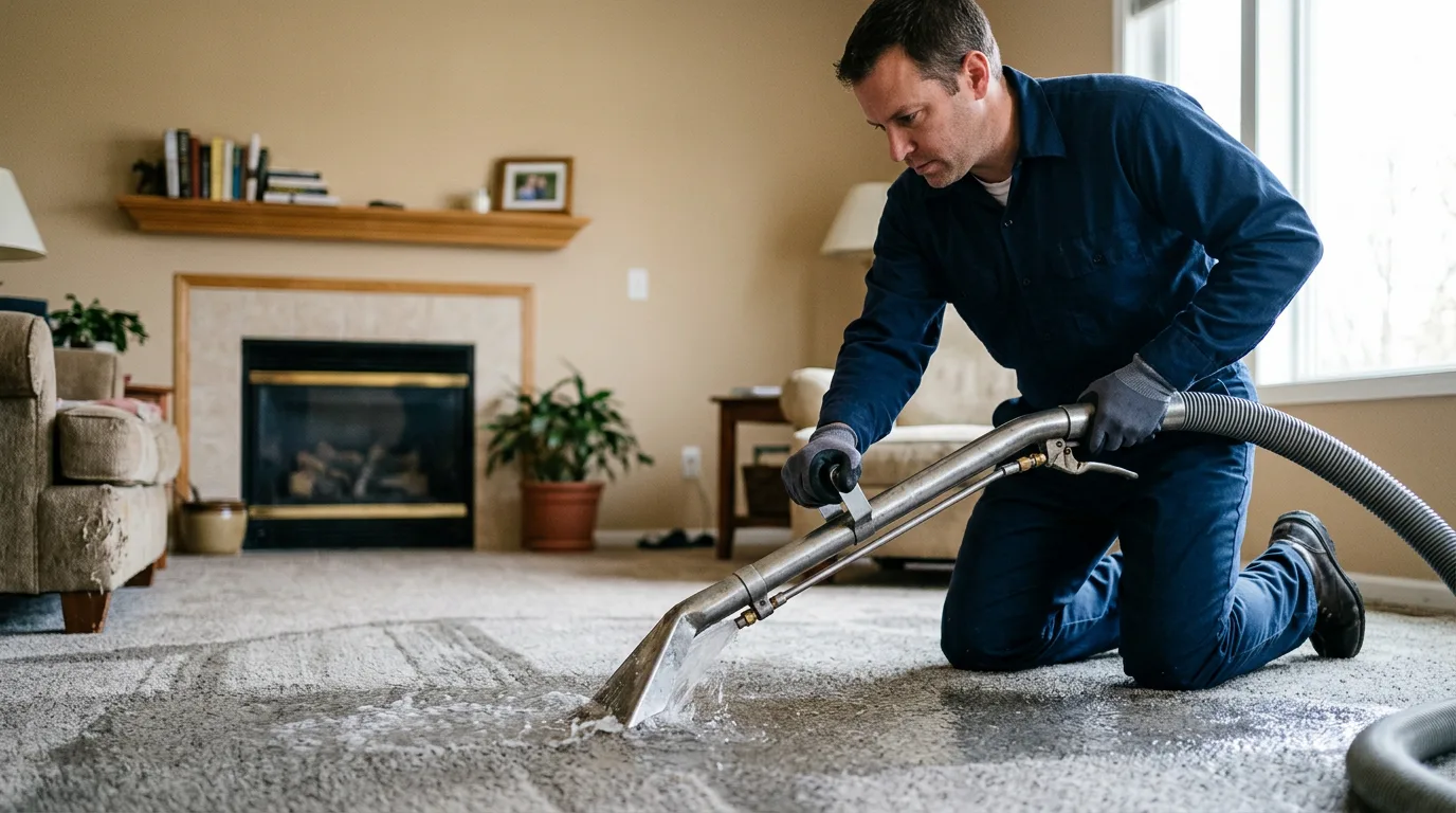 Water damage restoration technician working near Cass, WV